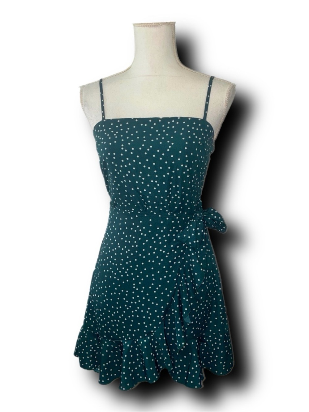 Princess Polly Polka Dot Caesura Mini Dress in Teal Girlhoodcore Twee Vibes - Picture 5 of 9